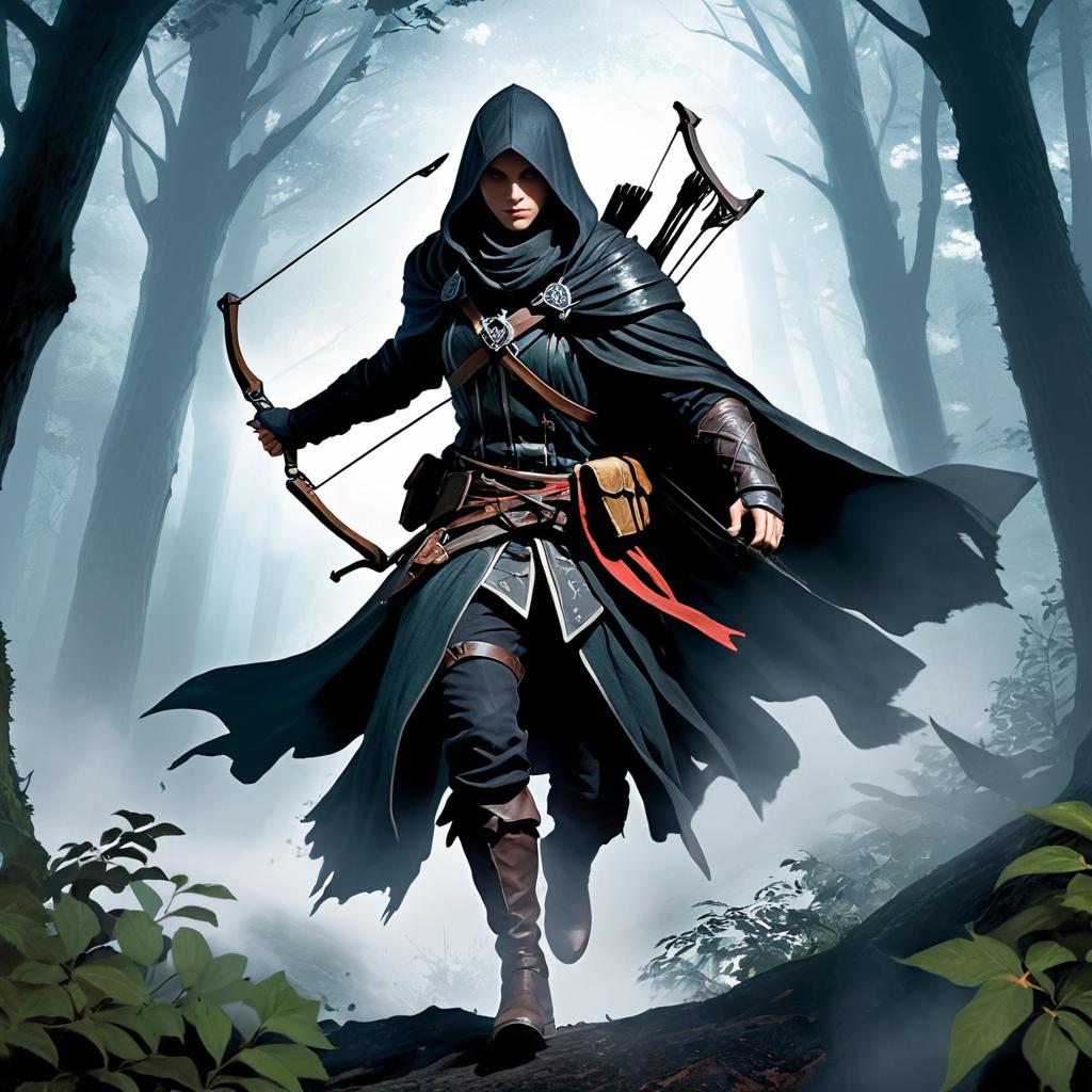 Rogue Assassin in Dark Forest Canopy