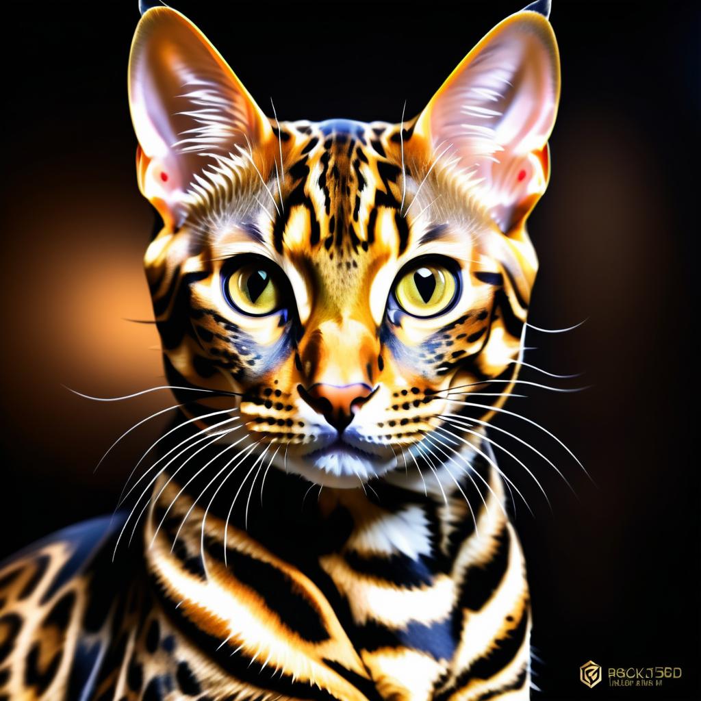 High-Resolution Fantasy Bengal Cat Tattoo