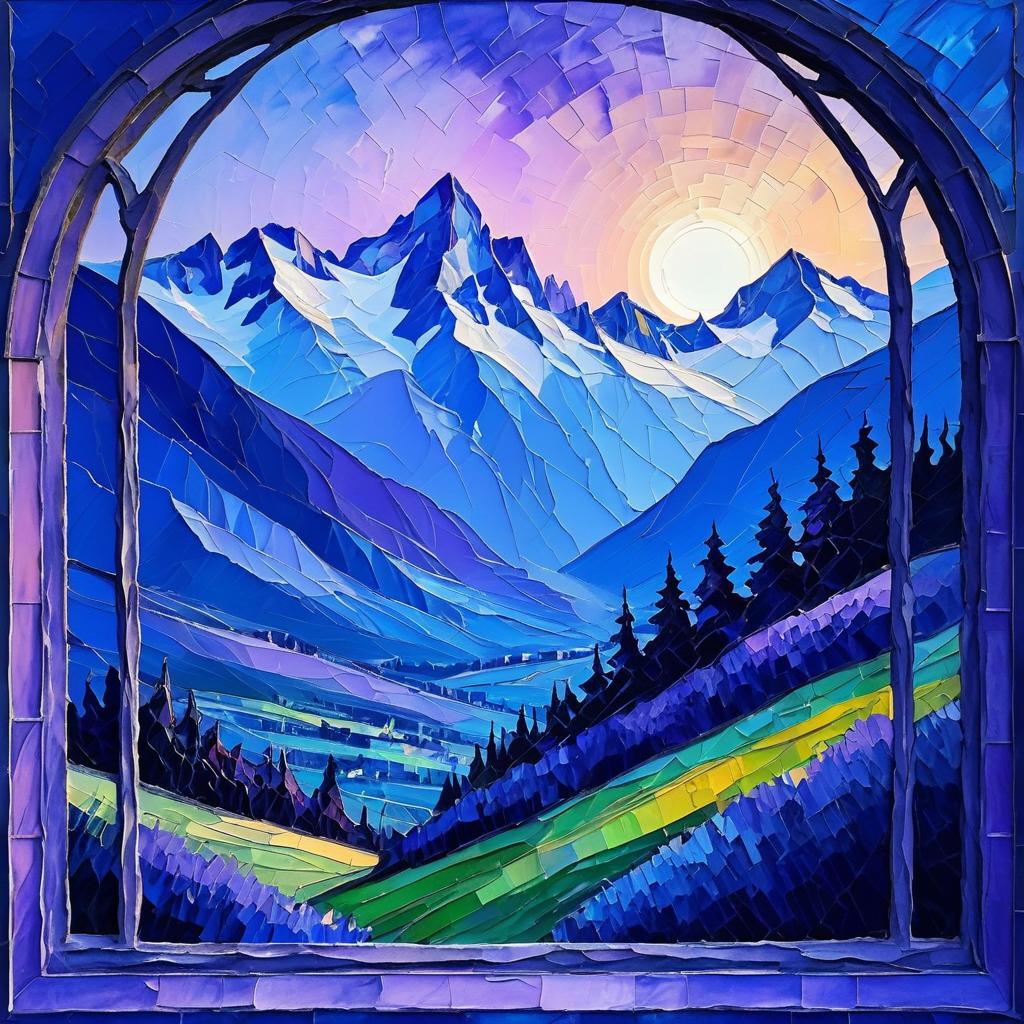 Gothic Window View of Swiss Alps