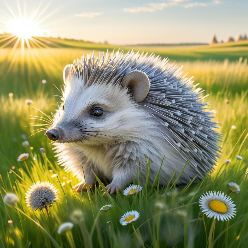 Kandinsky-Inspired Hedgehog in a Meadow