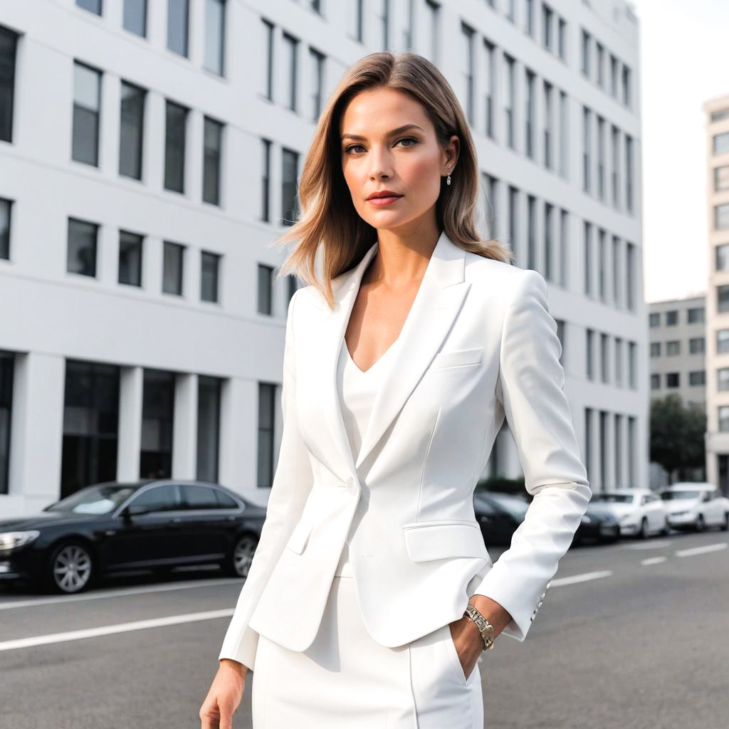 Confident Businesswoman in Monochrome Elegance