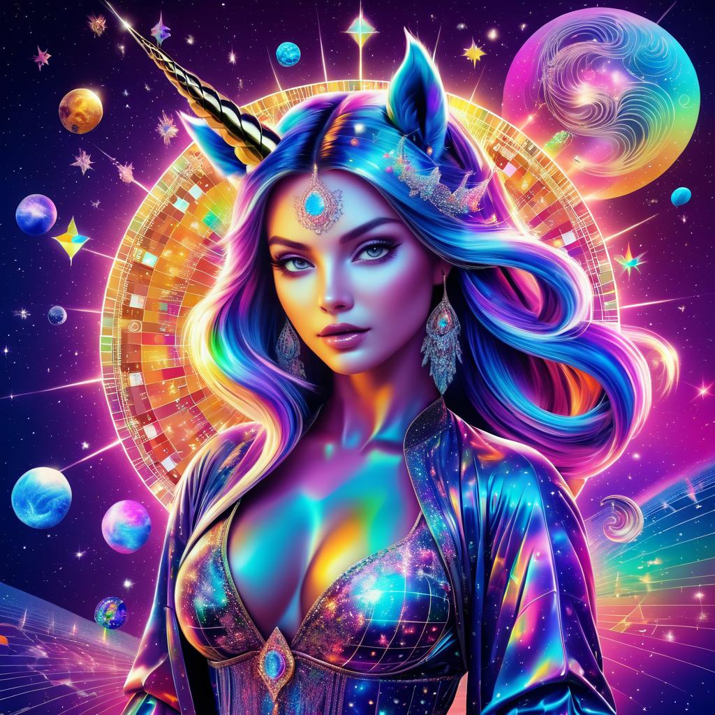 Psychedelic Unicorn Beauty in Cosmic Finance