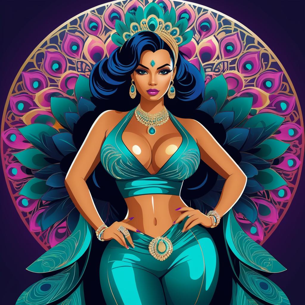 Glamorous Hip-Hop Peacock Character Illustration