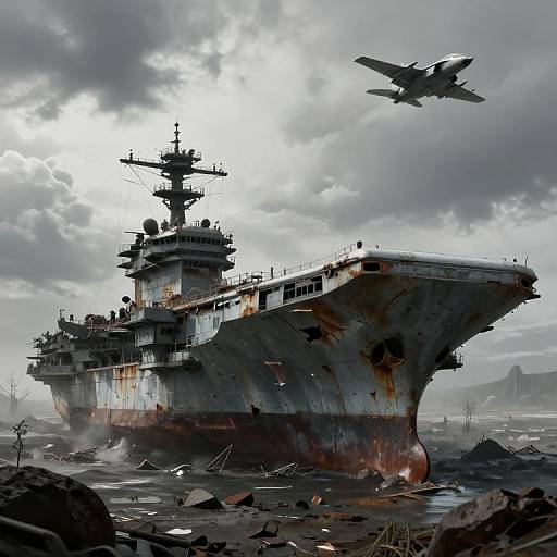 Post-Apocalyptic Aircraft Carrier Ruins