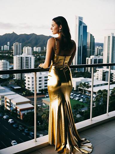 Woman in Semi-Formal Gold Dress