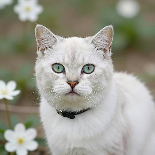 Elegant Ragdoll Cat Among White Flowers