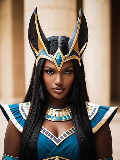 Lifestyle costume photo of Anubis (mythology). Cosplay clothes