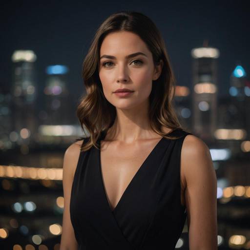 Confident Woman in Evening Cityscape