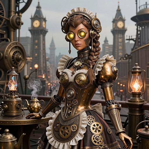 Hyperrealistic Steampunk Maid Art
