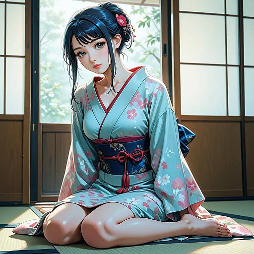 Hinata in Kimono Indoors