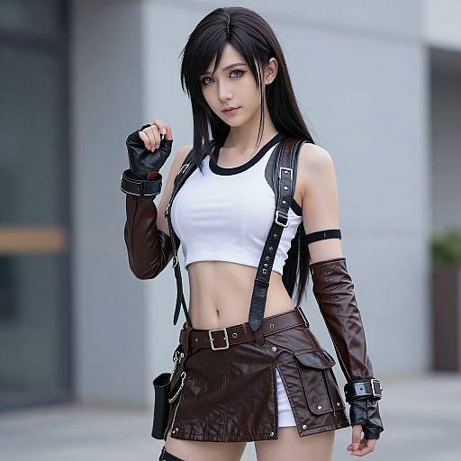 Tifa Leather Outfit Cosplay Pose