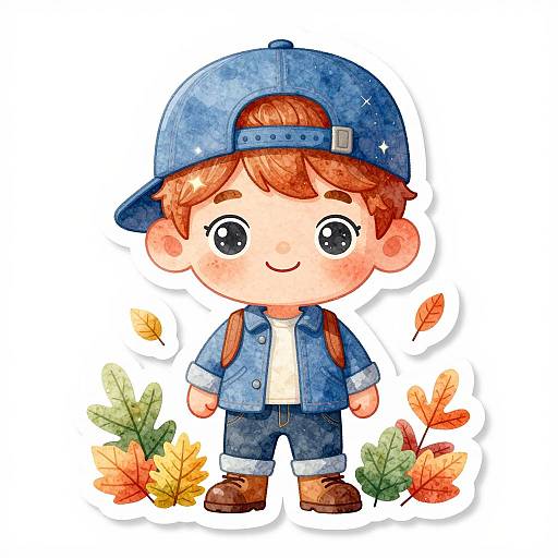Whimsical Ginger Boy in Autumn