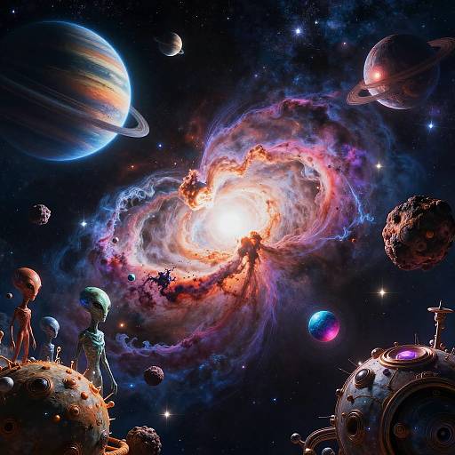 Vibrant Cosmic Sci-Fi Landscape