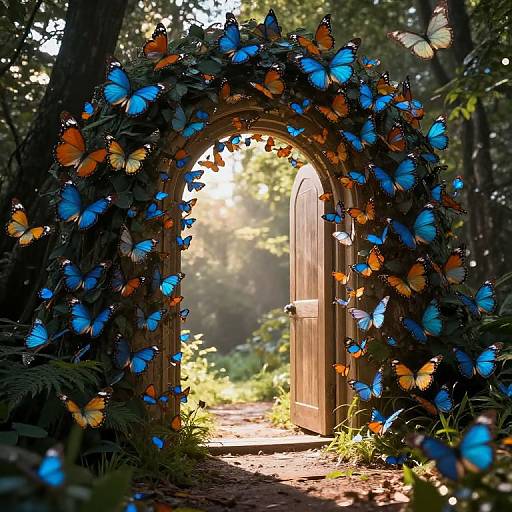 Butterfly Swarm Light Illusion Doorway