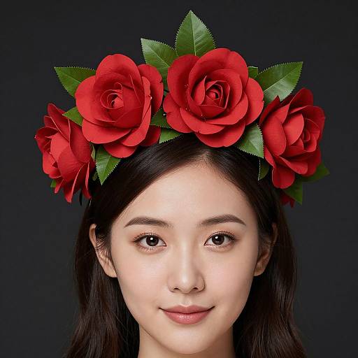 Elegant Red Rose Paper Headdress