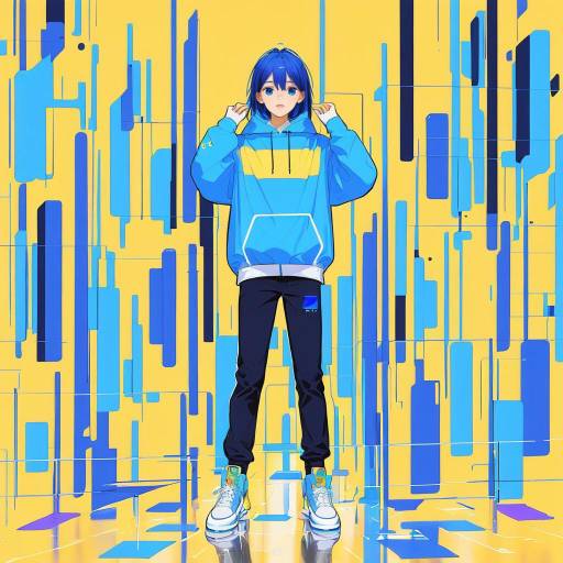 Tech-Savvy Teenager with Blue Hair Tech-Savvy Teenager with Blue Hair