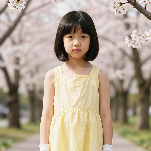 Editorial Portrait of Girl in Cherry Blossoms