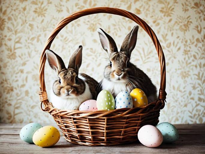 Charming Easter Rabbits in a Basket