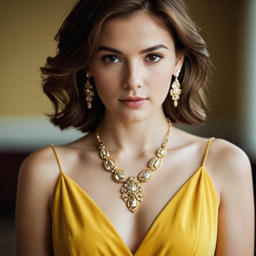 Elegant Gold Necklace Fashion Portrait