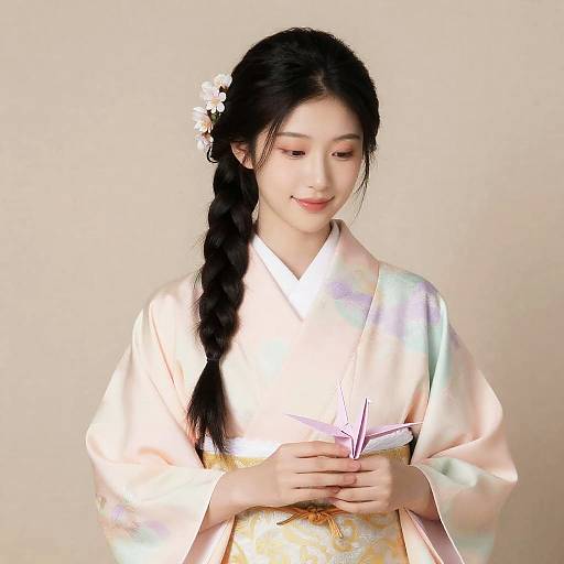 Braided Crown Kimono Portrait in Pastels