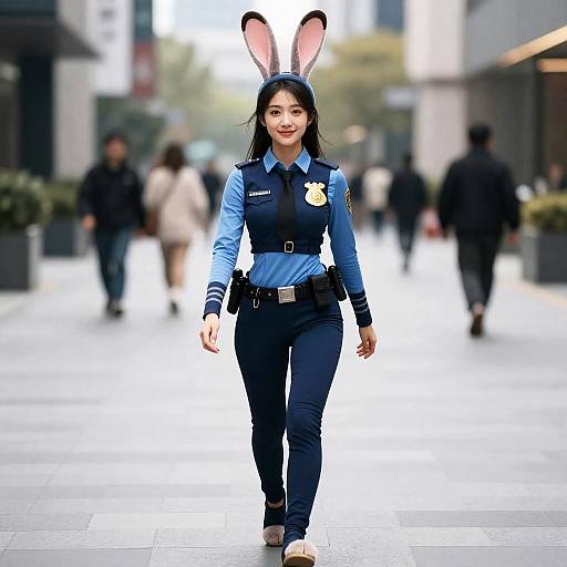 Photorealistic Rabbit Officer Girl