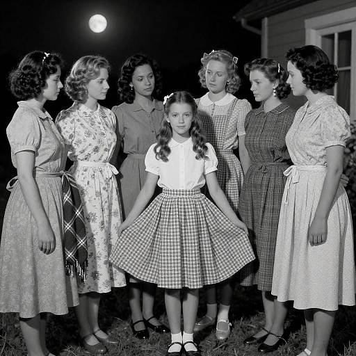 Vintage Moonlit Portrait of Six Women