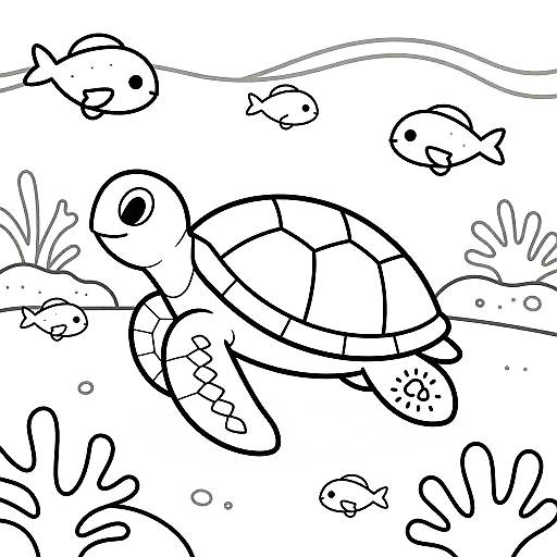 Friendly Sea Turtle Coloring Page