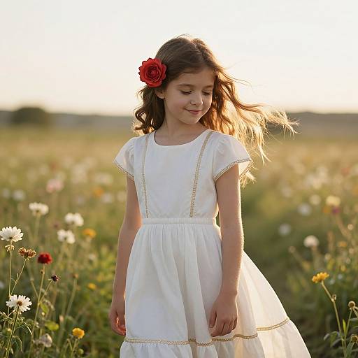 Elegant Girl in Sunlit Meadow