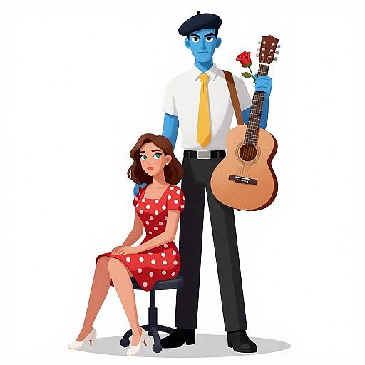 Blue-Skinned Musician and Polka Dot Diva