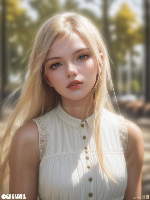 Blonde Woman in White Dress Outdoors