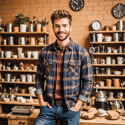 Cheerful Barista in Casual Streetwear Cheerful Barista in Casual Streetwear