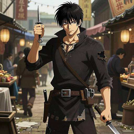 Cunning Thief in Bustling Marketplace