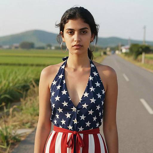 Young Woman in Star-Spangled Dress