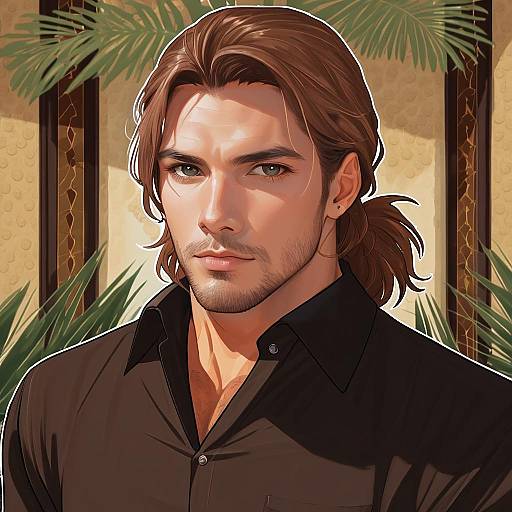 Illustration of Belmond banderas, nijisanji in the style of Shima (wansyon144)