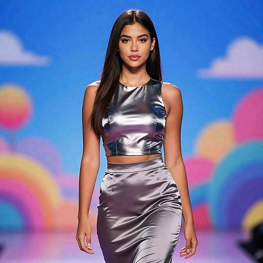 Psychedelic Futuristic Portrait of Olive-Skinned Woman