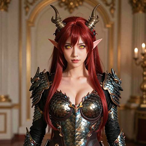 Stunning Dragon Girl in Royal Room