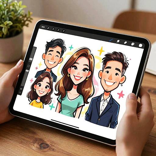 Whimsical Caricature Maker on Tablet