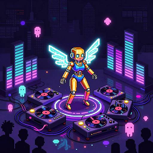 Pixel Art Robotic Pop Diva Concert