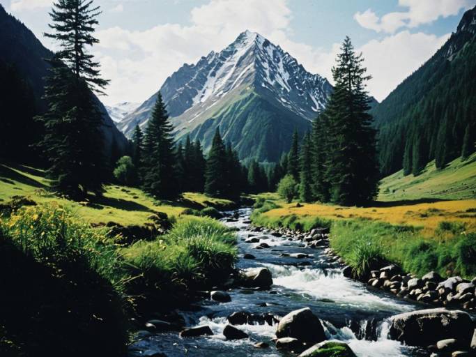 Mountain Stream Nature Wallpaper Design
