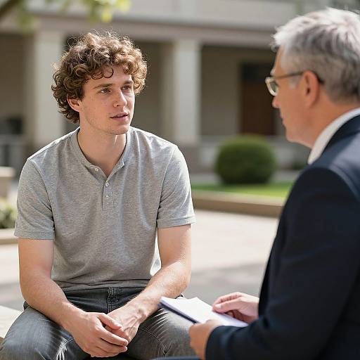 Ivy League Man in Sunlit Courtyard