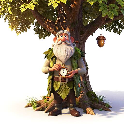 Pixar Style Elderly Magic Tree Character