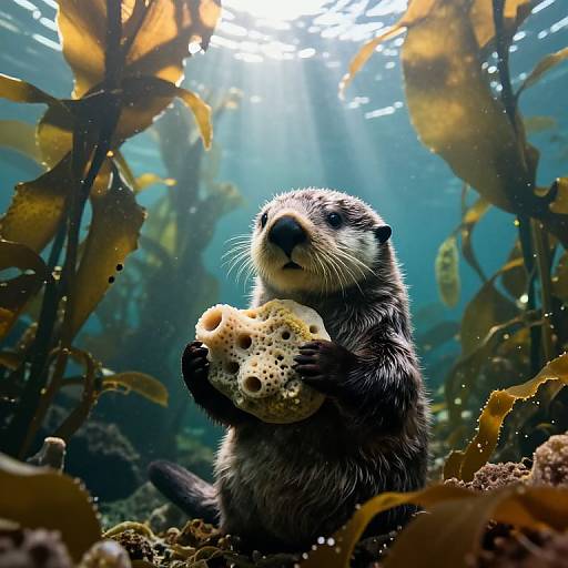Thoughtful Sea Otter in Kelp Forest
