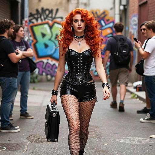 Edgy Punk Rock Queen in Urban Alley