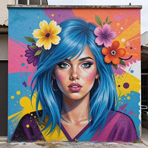 Vibrant Street Art Mural Woman