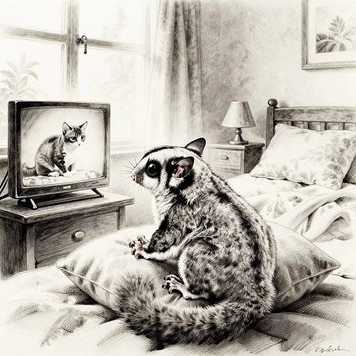 Charcoal Drawing of Content Sugar Glider