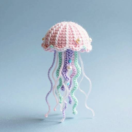 Pastel Crochet Jellyfish Amigurumi Close-Up