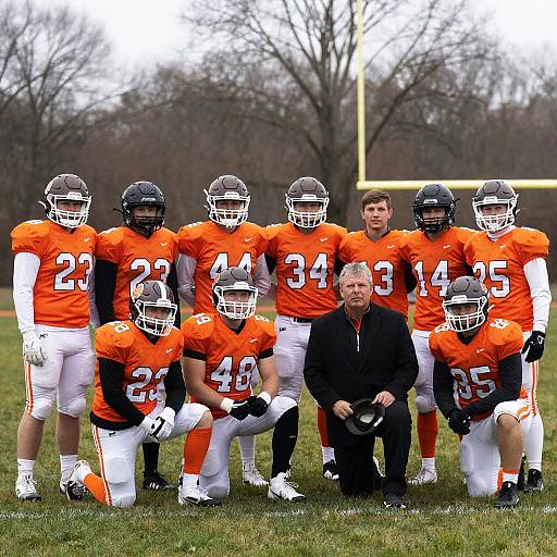 Football Team and Coach Group Photo