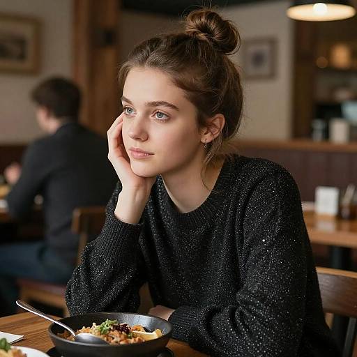 Young Woman in Rustic Restaurant