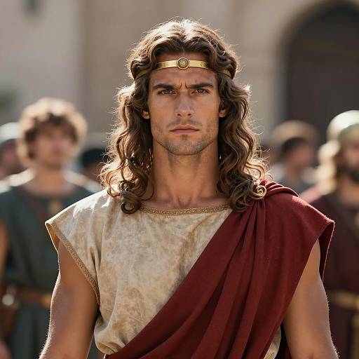 Man in Saturnalia Costume with Gold Headband