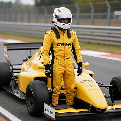 Yellow Race Car Driver Portrait
